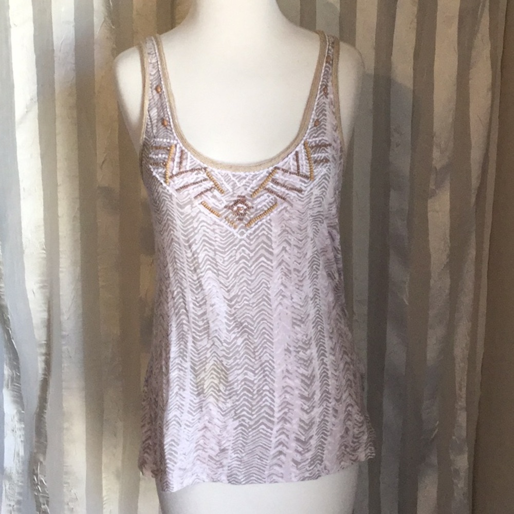 Lucky Brand tank with wooden beads